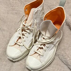 Women's High-Top Sneakers - Cream and Orange